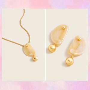 J.CREW Stone pendant necklace & Acetate stone and ball drop earrings